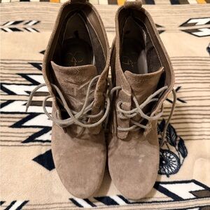 Taupe Suede Lace-Up Ankle Boots